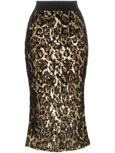 Dolce & Gabbana Paillettenrock Mit Leopardenmuster In Animal