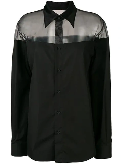 Maison Margiela Sheer Detail Shirt In Black