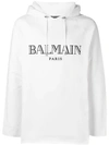 BALMAIN BALMAIN 巴黎LOGO连帽衫 - 白色