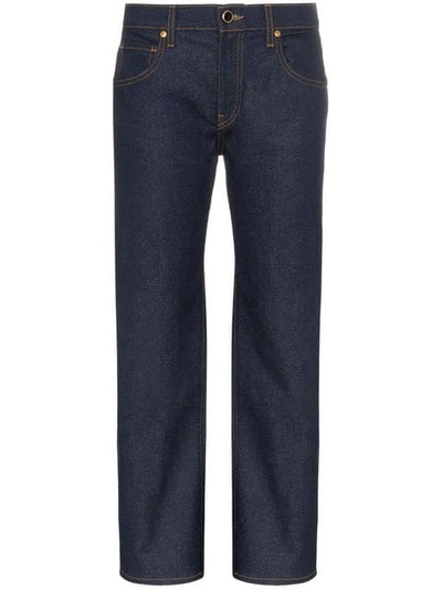 Khaite Wendell Cropped Wide-leg Cotton-blend Jeans In Indigo