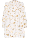 Ganni Weston Horse-print Cotton Dress In White