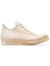 RICK OWENS OFF-WHITE LOW-TOP LEATHER SNEAKERS