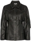 Ganni Fringed Textured-leather Jacket In 099 Black