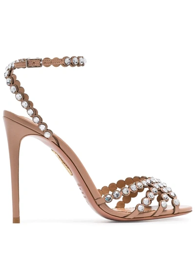 Aquazzura Tequila 105mm Sandals In Pink & Purple