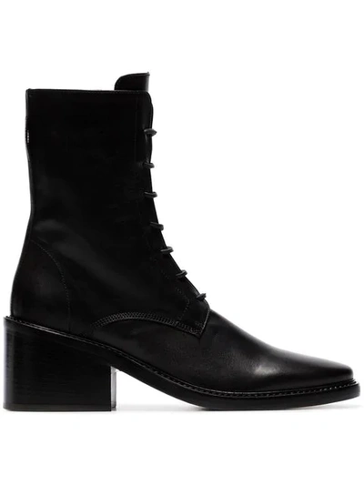 Ann Demeulemeester 60mm Lace-up Leather Boots In 099 Black