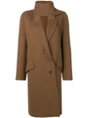 JW ANDERSON BROWN DOUBLE FACE WOOL SCARF COAT