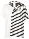 JW ANDERSON STRIPED JERSEY T-SHIRT WITH DRAPED SCARF