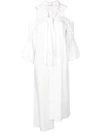 Jw Anderson 3/4-sleeve Cold-shoulder Mixed Dress In White