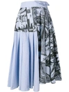 JW ANDERSON JW ANDERSON 手绘感印花条纹半身裙 - 蓝色