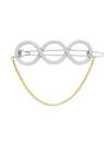 JW ANDERSON SILVER TWISTED HAIR BARRETTE WITH GOLD CHAIN