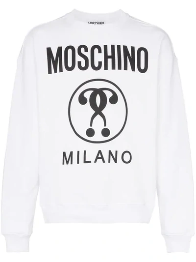 Moschino Double Question Mark Logo Sweater - 白色 In Fuchsia