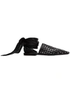 JIL SANDER FLAT WOVEN LEATHER ANKLE TIE PUMPS