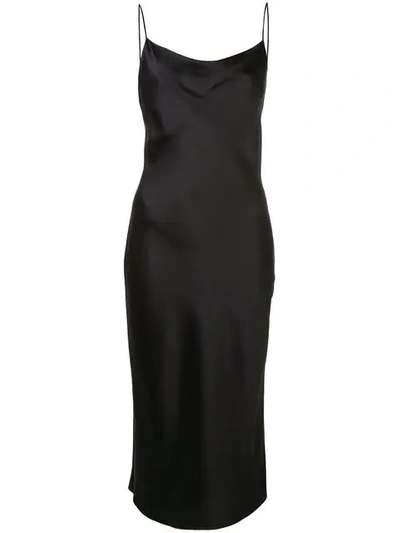 Fleur Du Mal Black Silk Cowl Neck Slip Dress