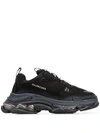 Balenciaga Black Triple S Clear Sole Sneakers In Black