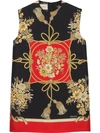 GUCCI GUCCI BAROQUE PRINT SILK SLEEVELESS TUNIC - BLACK