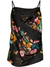 GUCCI DRAPED SILK FLORAL PRINT CAMI