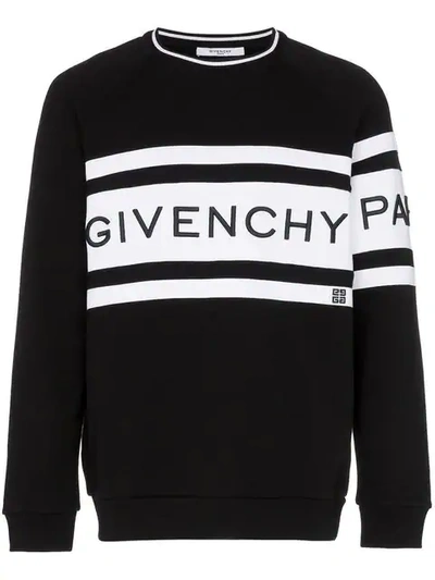 Givenchy Cotton Large Logo Crew Neck Jumper In Black