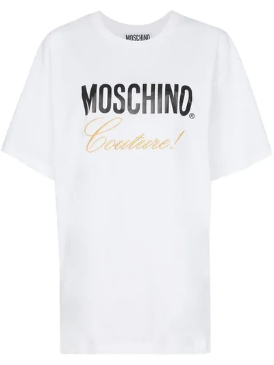 Moschino Embroidered Logo T-shirt In 6001 White