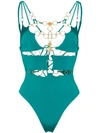 AGENT PROVOCATEUR DAVINE GOLD RING LACE UP SWIMSUIT