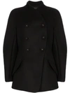 PROENZA SCHOULER PROENZA SCHOULER COLLARLESS DOUBLE-BREASTED CROPPED COAT - BLACK