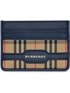 BURBERRY BURBERRY NAVY SANDON CHECKED LEATHER CARDHOLDER - BLUE