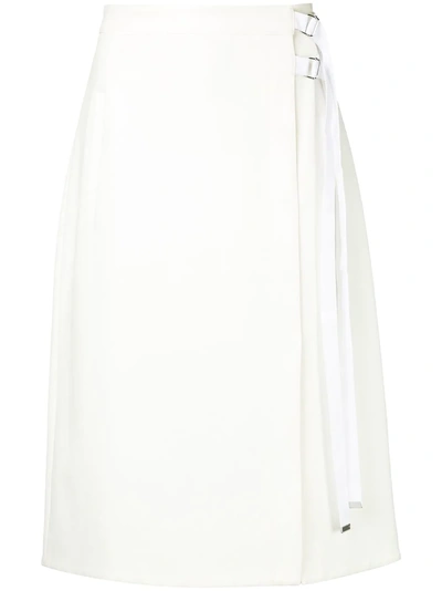 Tibi Anson Stretch A-line Belted Skirt In White
