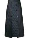 TIBI QUILTED BUTTON MIDI SKIRT