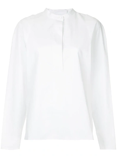 Tibi Stand Collar Shirt In White