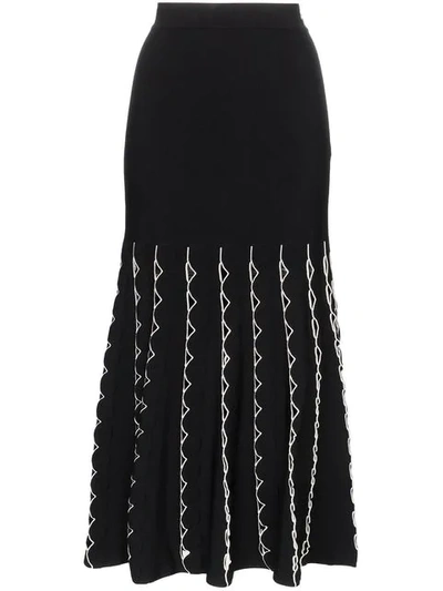 Alexander Mcqueen High Waist Fitted Flared Cutout Skirt In Black