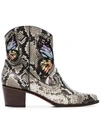 SOPHIA WEBSTER MULTICOLOURED SHELBY 50 SNAKE PRINT LEATHER COWBOY BOOTS