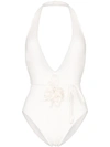 ZIMMERMANN CORSAGE EMBELLISHED PLUNGE SWIMSUIT