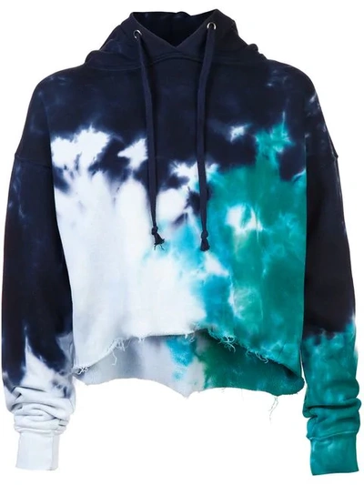 Re/done Tie Dye Cotton Cropped Hoodie In Multi