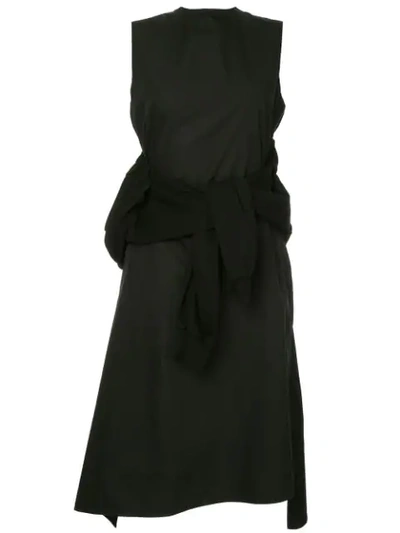 Aganovich 伞形套头衫绑腰造型连衣裙 - 黑色 In Black
