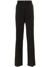 HELMUT LANG WIDE LEG WOOL AND MOHAIR BLEND TUXEDO TROUSERS