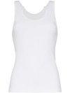 HELMUT LANG ASYMMETRIC NECK RIBBED COTTON TANK TOP