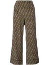 FENDI FF LOGO SILK TROUSERS