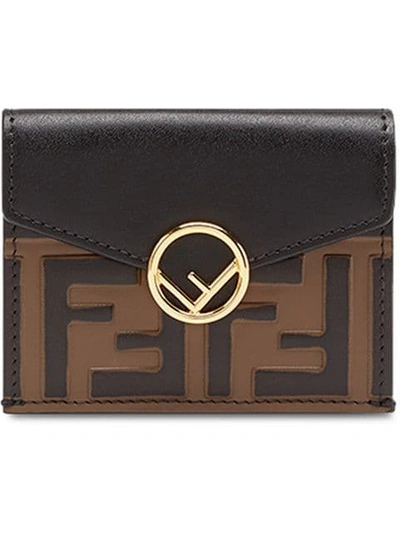 Fendi Women's Monogram Tri-fold Leather Wallet In Brown