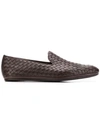 Bottega Veneta Fiandra Intrecciato Foulard Leather Slippers In Brown