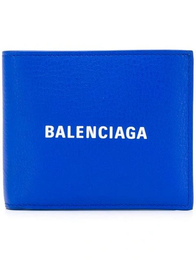 Balenciaga Baltimore Grained Leather Billfold Wallet In Blue