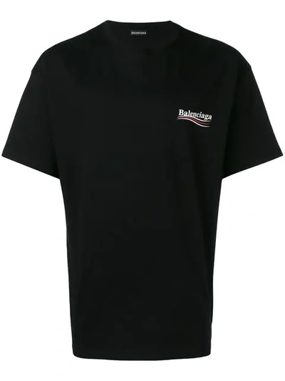 Balenciaga Oversized Logo-print Cotton-jersey T-shirt In Black White