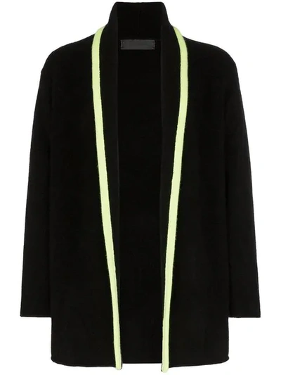The Elder Statesman Contrasting Stripe Knitted Cashmere Cardigan In Black