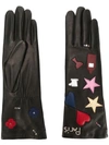 AGNELLE AGNELLE GLOVES WITH EMBROIDERED PARIS ICONS - BLACK