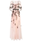 MARCHESA NOTTE LONG EMBROIDERED GOWN