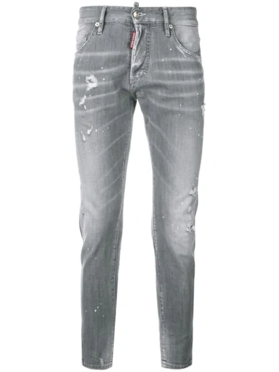 Dsquared2 15cm Skinny Dan Cotton Denim Jeans In Light Grey