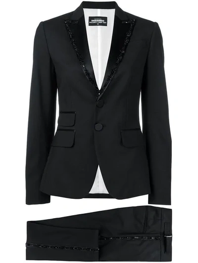 Dsquared2 Bead Embroidered Suit In Black