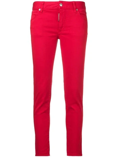 Dsquared2 Logo-tag Slim-fit Jeans In Red