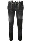 DSQUARED2 ZIPPER RUNWAY STRAIGHT CROPPED JEANS