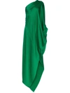 ROLAND MOURET ROLAND MOURET RITTS DRAPED SILK GOWN - GREEN