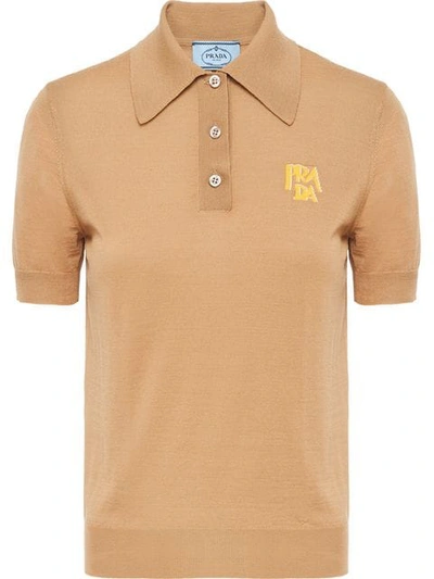 Prada Short-sleeved Polo In Neutrals