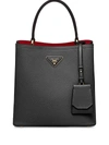 Prada Double Saffiano Leather Tote In Black